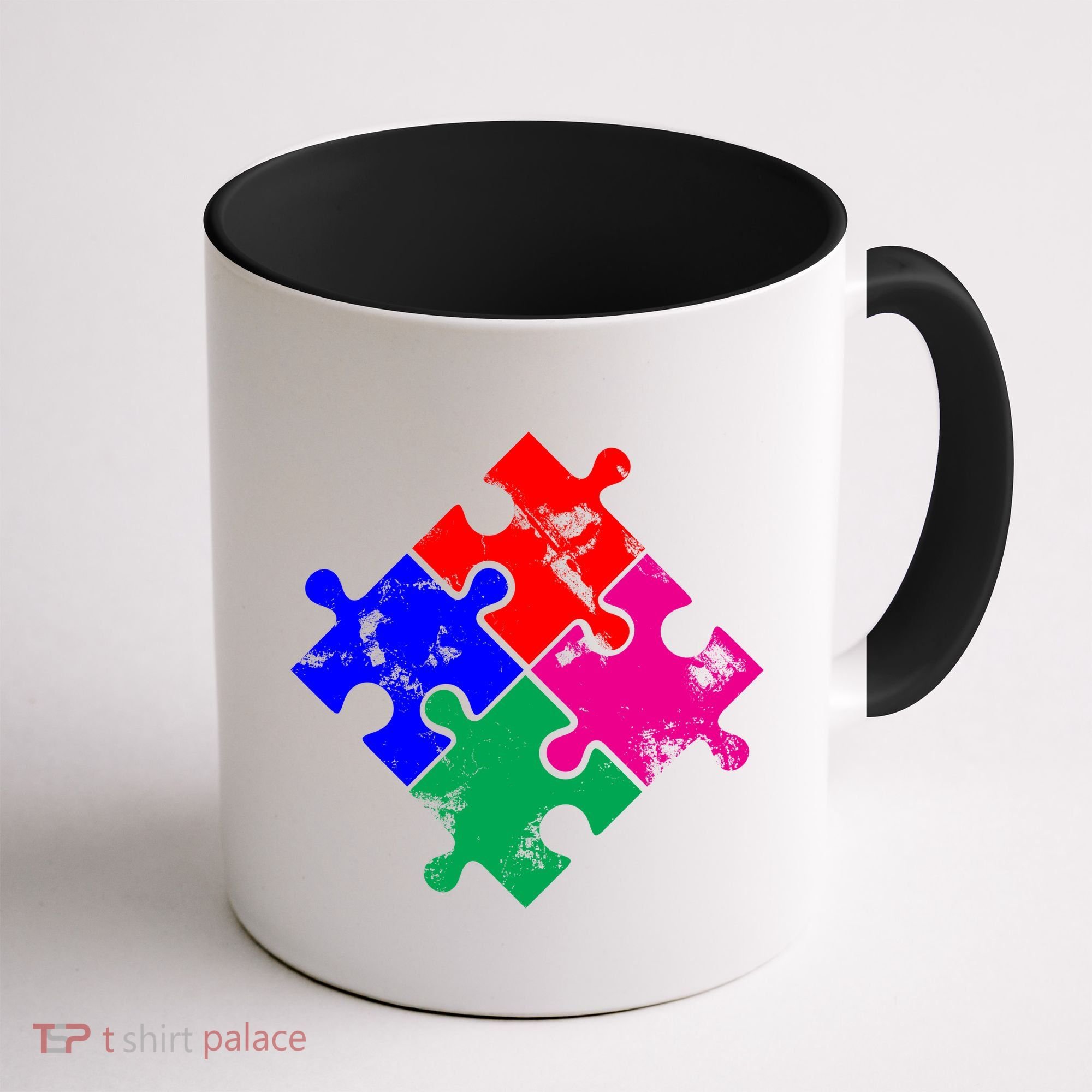 Autism Awareness Distressed Puzzle Pieces  Coffee Mug