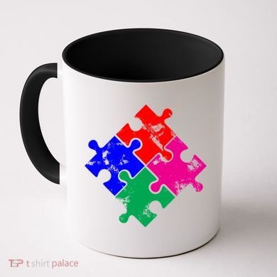 Autism Awareness Distressed Puzzle Pieces  Coffee Mug