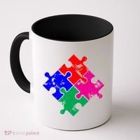 Autism Awareness Distressed Puzzle Pieces  Coffee Mug thumb 0