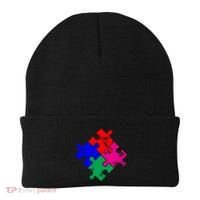 Autism Awareness Distressed Puzzle Pieces  Beanie thumb 0