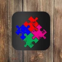 Autism Awareness Distressed Puzzle Pieces  Coaster thumb 0