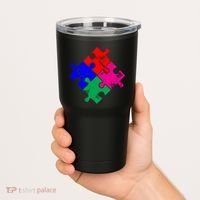 Autism Awareness Distressed Puzzle Pieces  Tumbler thumb 2