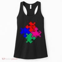 Autism Awareness Distressed Puzzle Pieces  Women's Tank Top thumb 0