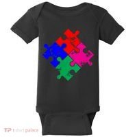 Autism Awareness Distressed Puzzle Pieces  Baby Bodysuit thumb 0