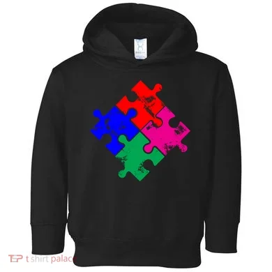 Autism Awareness Distressed Puzzle Pieces Toddler Hoodie
