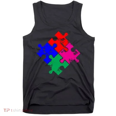 Autism Awareness Distressed Puzzle Pieces Tank Top