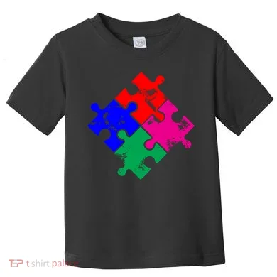 Autism Awareness Distressed Puzzle Pieces Toddler T-Shirt