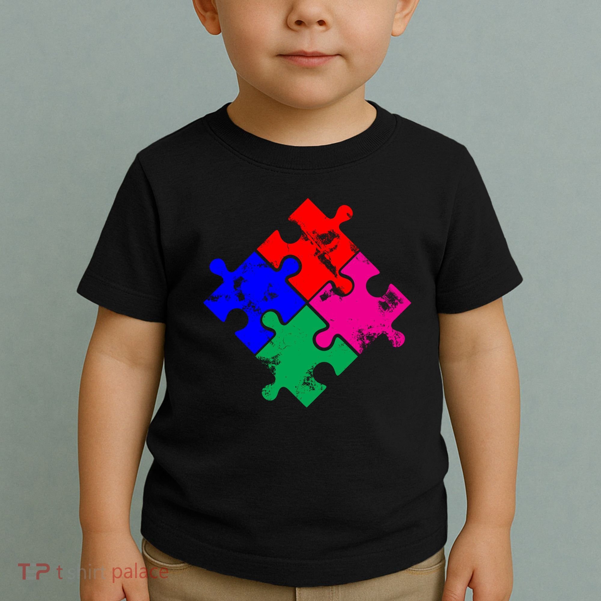 Autism Awareness Distressed Puzzle Pieces  Toddler T-Shirt