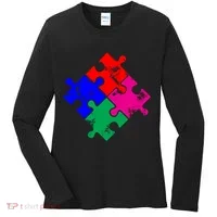 Autism Awareness Distressed Puzzle Pieces  Women's Long Sleeve Shirt thumb 0