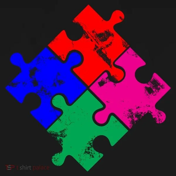 Autism Awareness Distressed Puzzle Pieces  Women's Long Sleeve Shirt