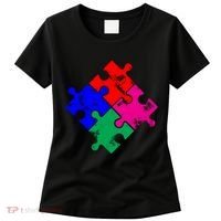Autism Awareness Distressed Puzzle Pieces  Women's T-Shirt thumb 0