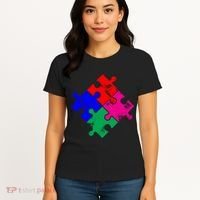 Autism Awareness Distressed Puzzle Pieces  Women's T-Shirt thumb 4