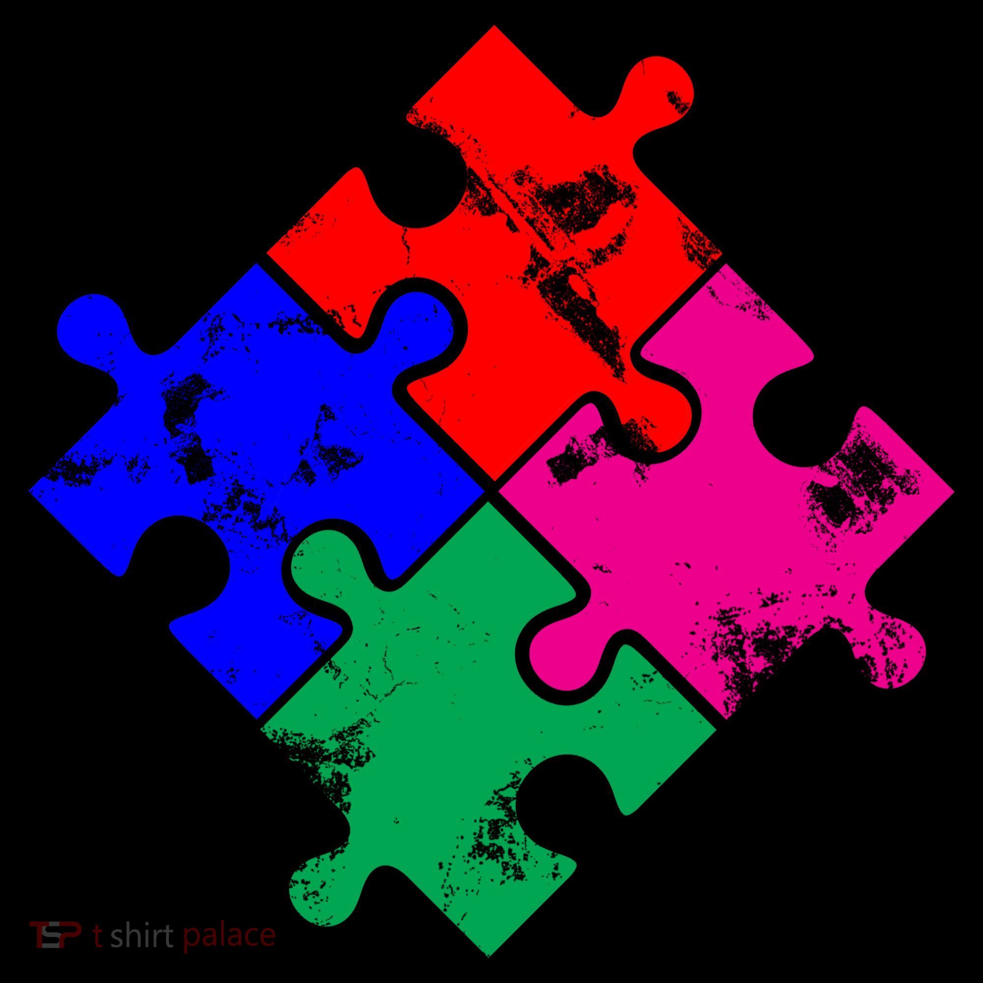 Autism Awareness Distressed Puzzle Pieces  Kids Sweatshirt
