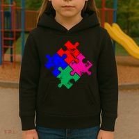 Autism Awareness Distressed Puzzle Pieces  Kids Hoodie thumb 3