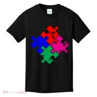 Autism Awareness Distressed Puzzle Pieces  Kids T-Shirt thumb 0