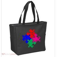 Autism Awareness Distressed Puzzle Pieces  Tote Bag thumb 2