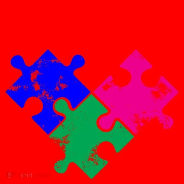 Autism Awareness Distressed Puzzle Pieces  Santa Hat