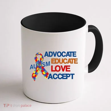 Autism Awareness Educate Coffee Mug back