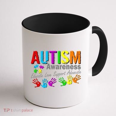 Autism Awareness Educate Love Support Advocate Coffee Mug back