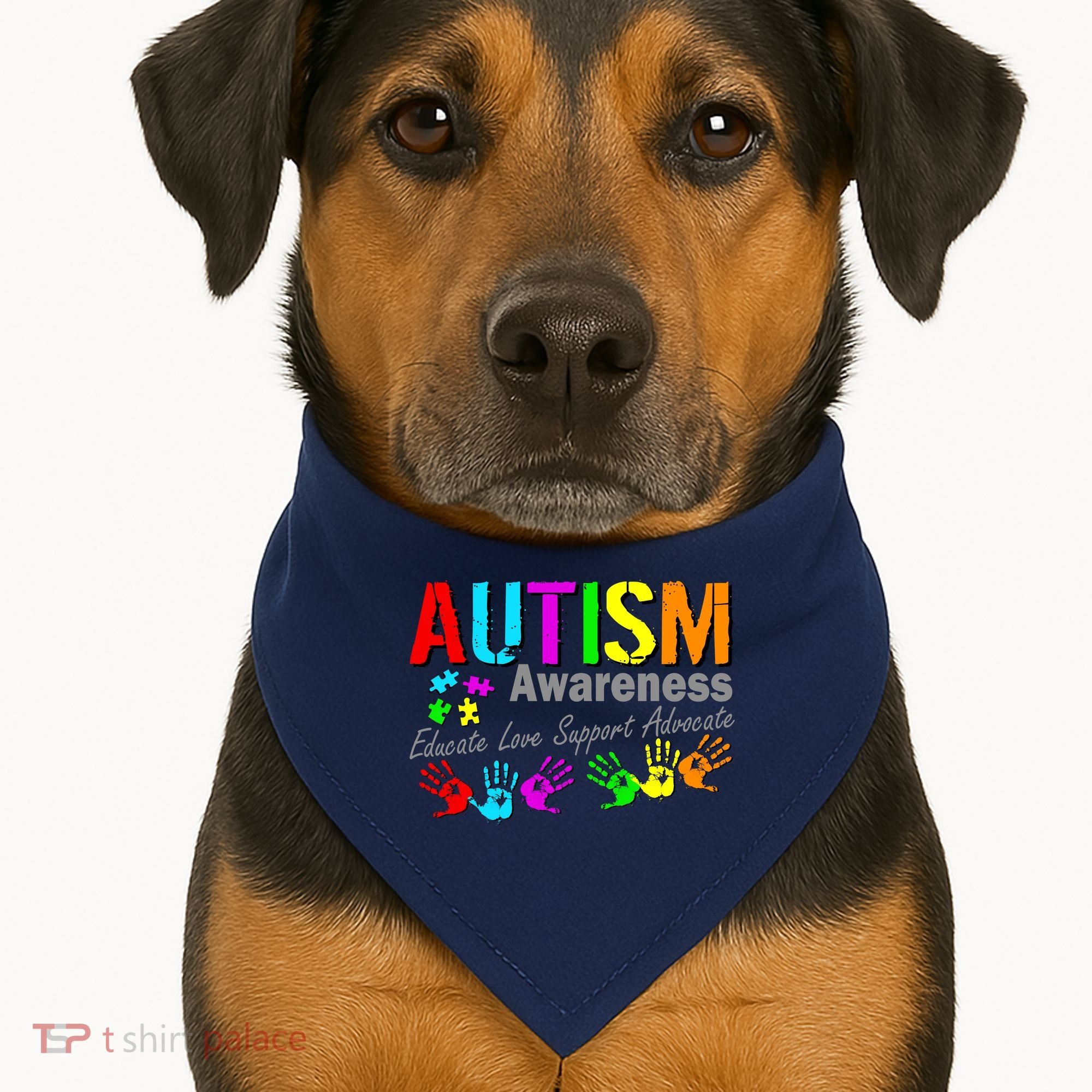 Autism Awareness Educate Love Support Advocate USA-Made Doggie Bandana