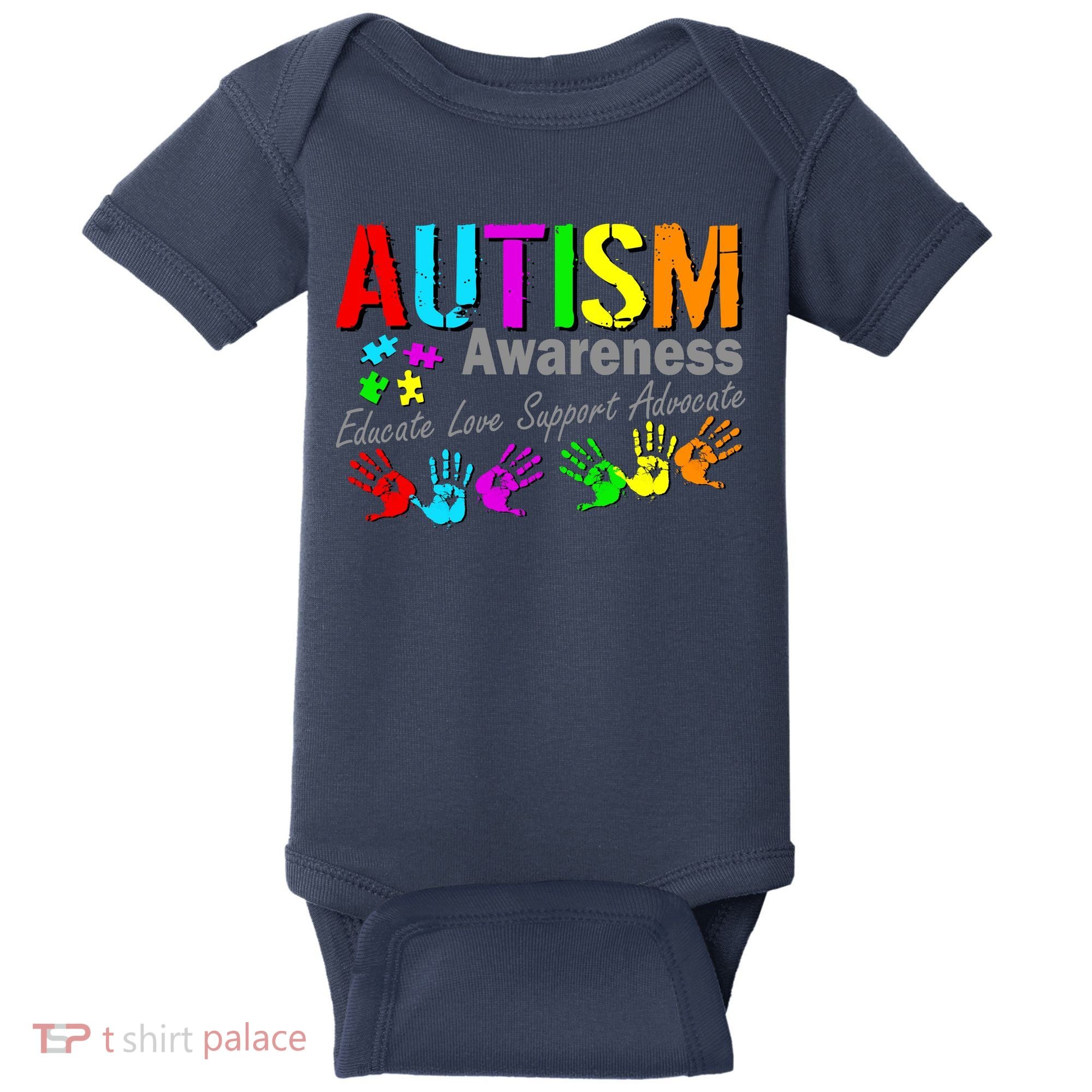 Autism Awareness Educate Love Support Advocate Baby Bodysuit