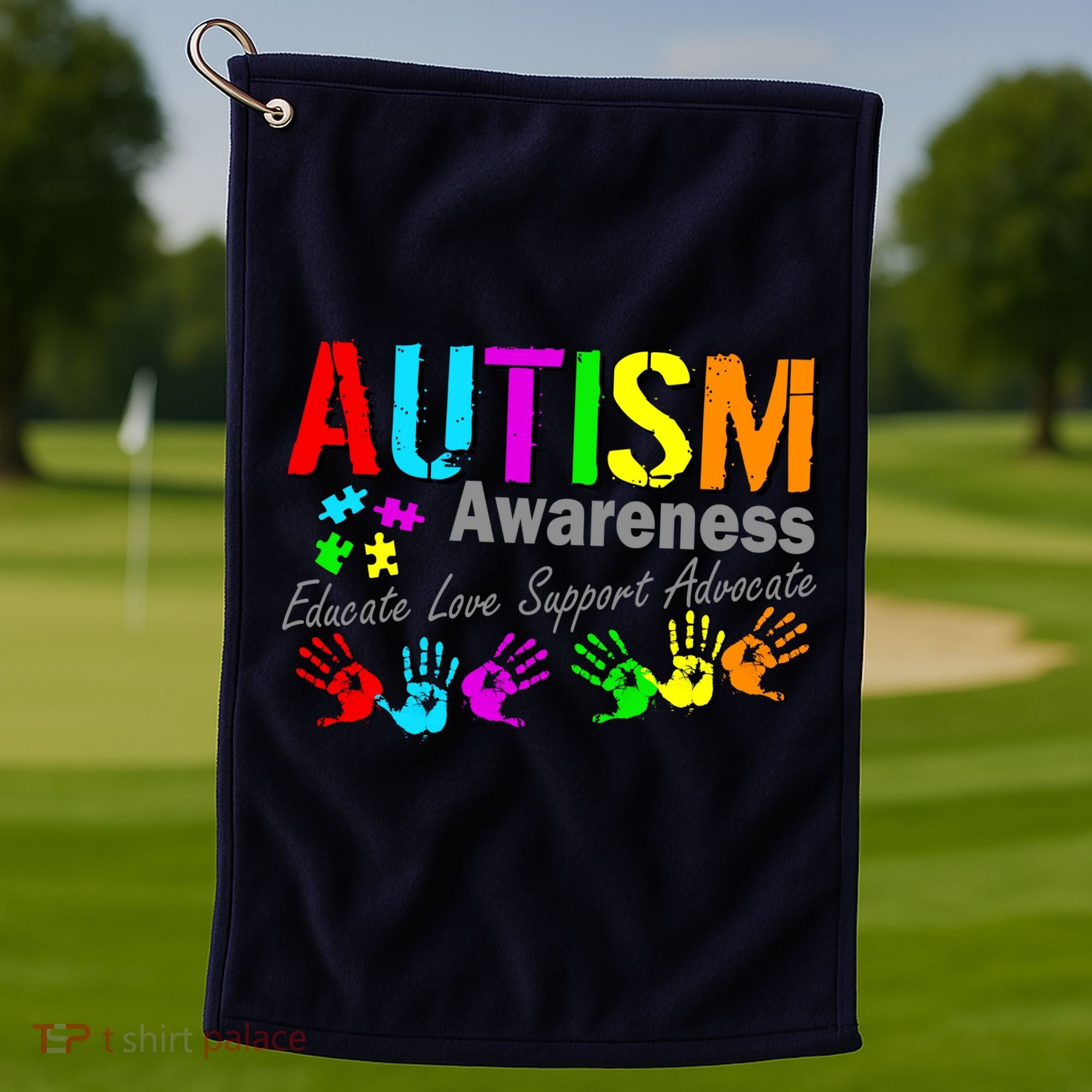 Autism Awareness Educate Love Support Advocate Golf Towel