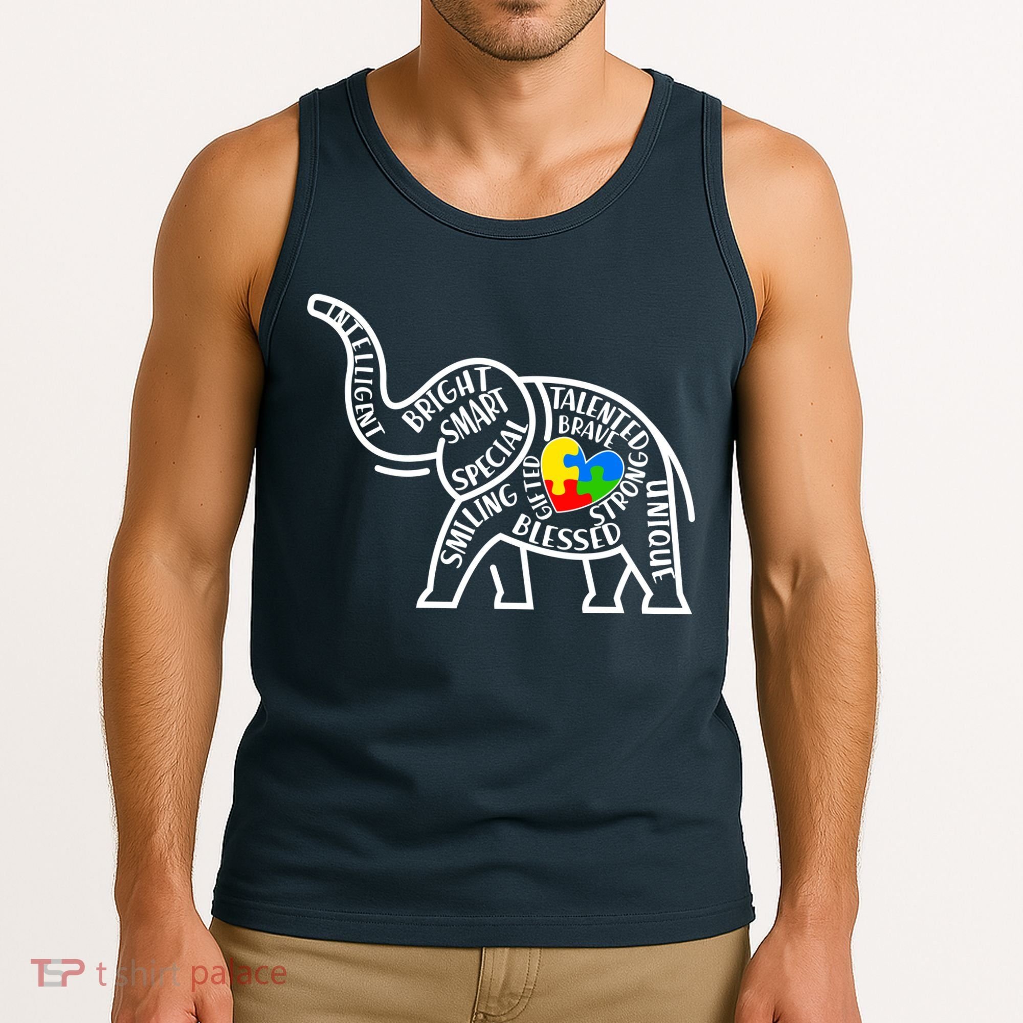 Autism Awareness Elephant  Tank Top