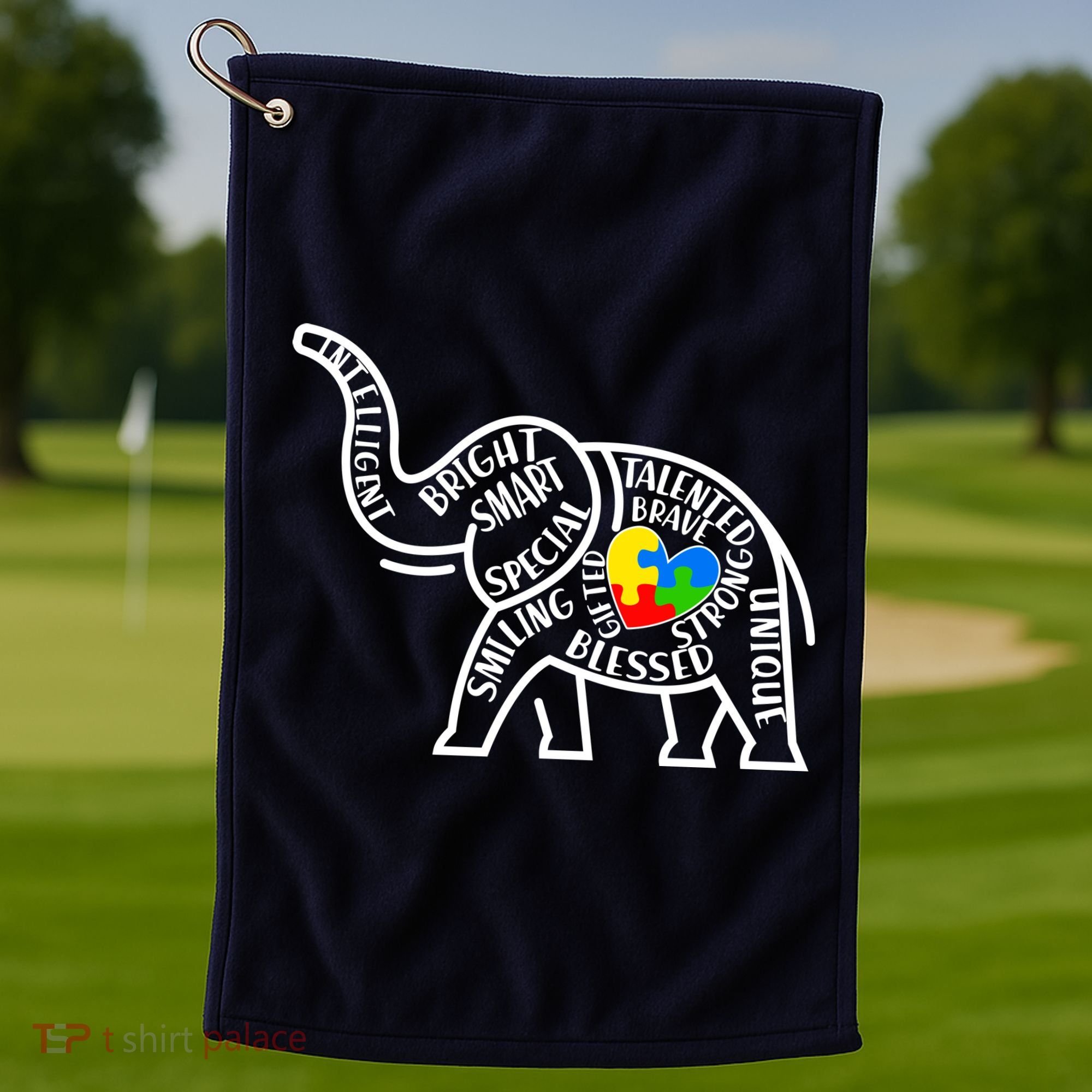 Autism Awareness Elephant  Golf Towel