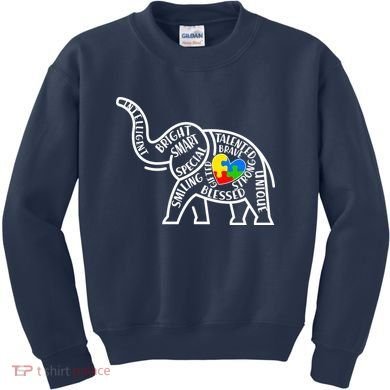 Autism Awareness Elephant  Kids Sweatshirt