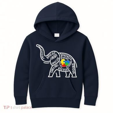 Autism Awareness Elephant  Kids Hoodie