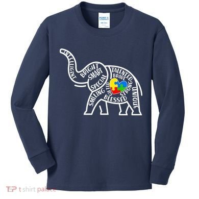 Autism Awareness Elephant  Kids Long Sleeve Shirt