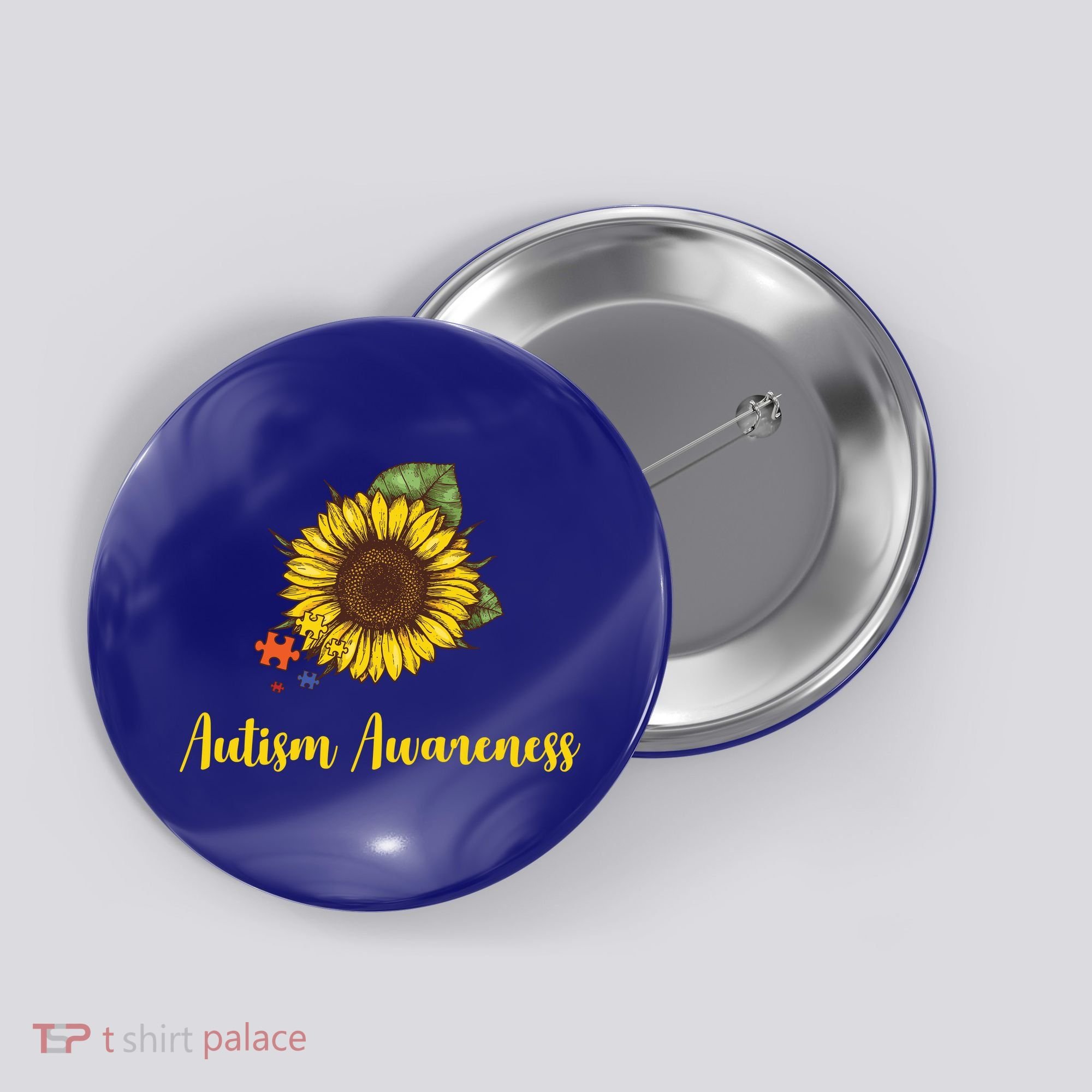 Autism Awareness Flower Puzzle Button