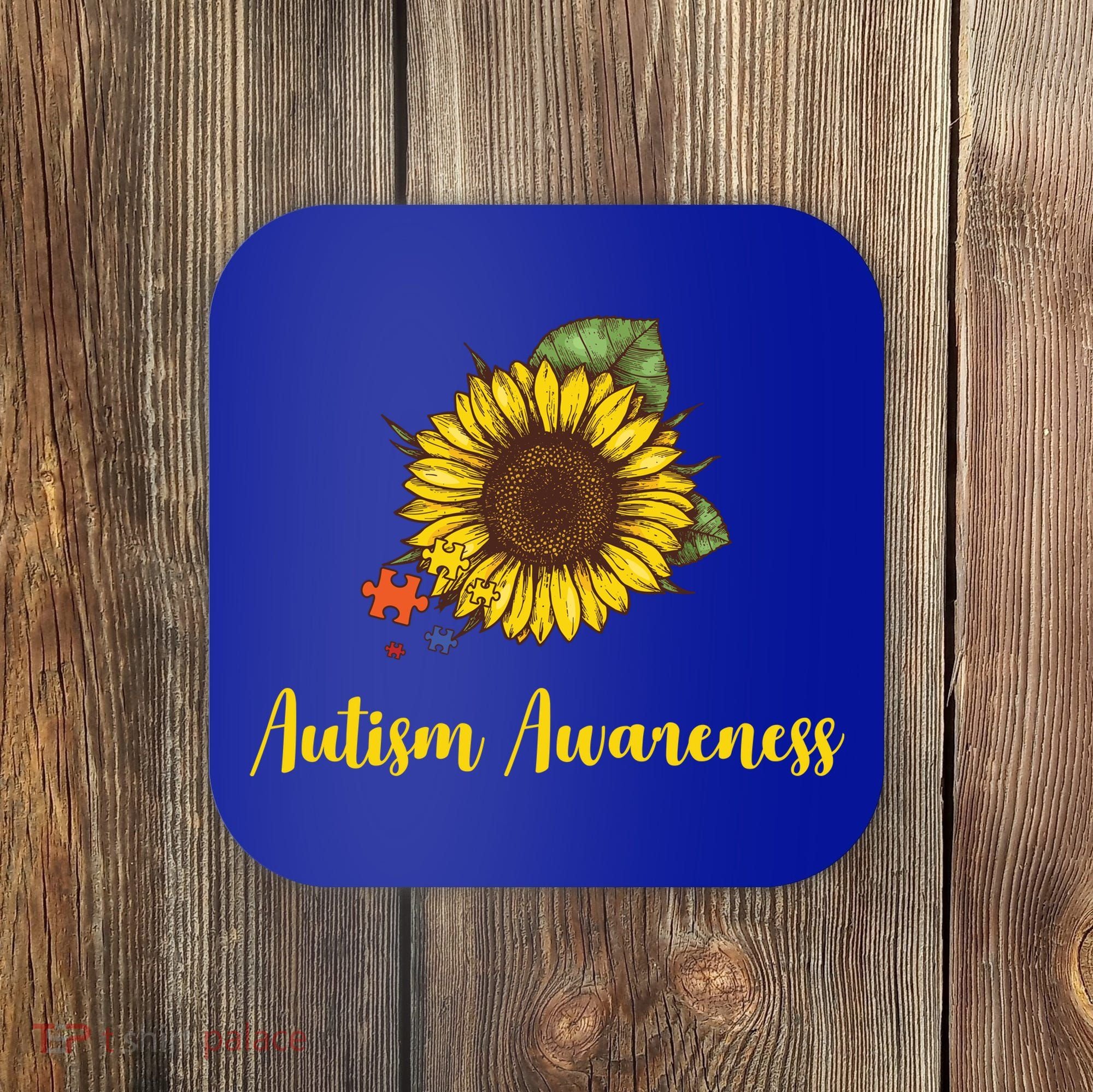 Autism Awareness Flower Puzzle Coaster