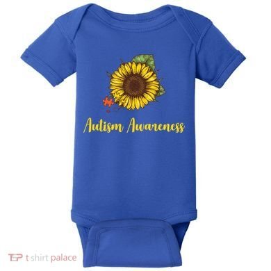 Autism Awareness Flower Puzzle Baby Bodysuit