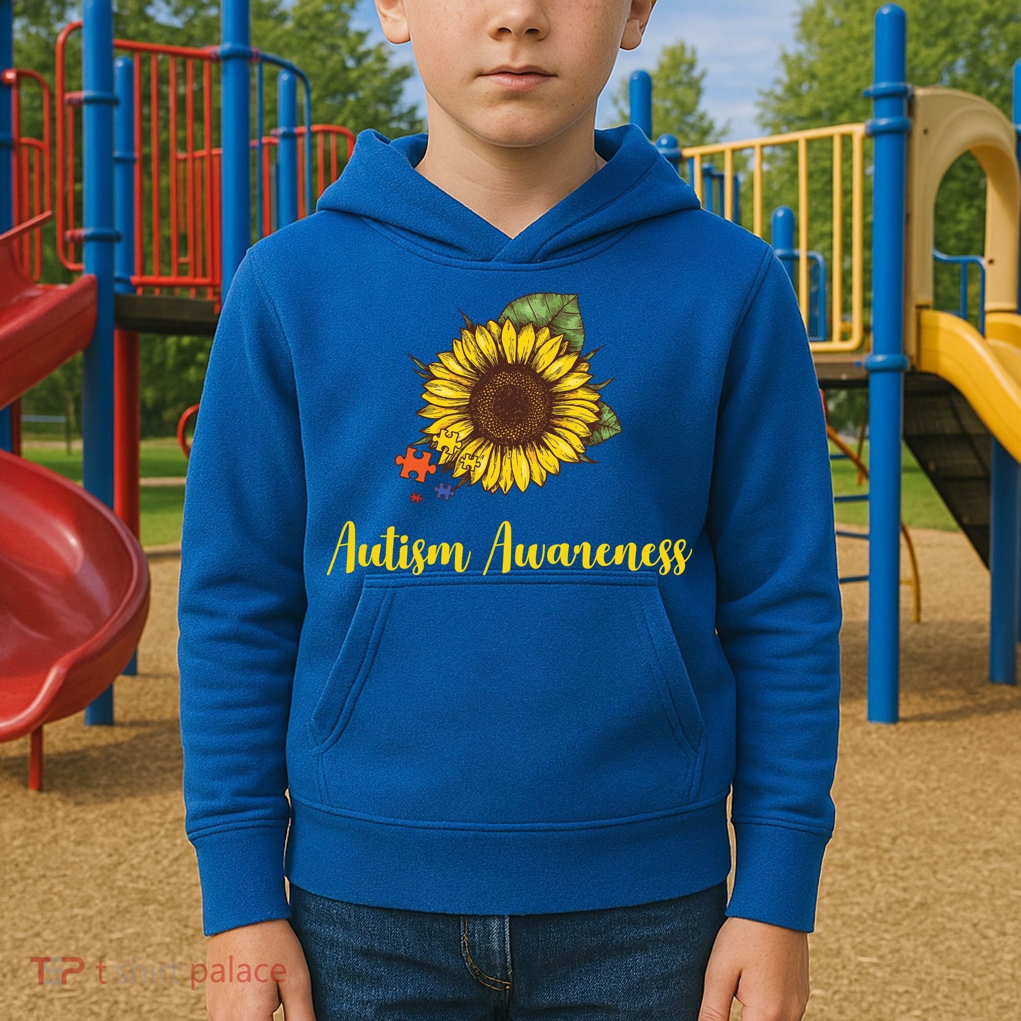 Autism Awareness Flower Puzzle Kids Hoodie