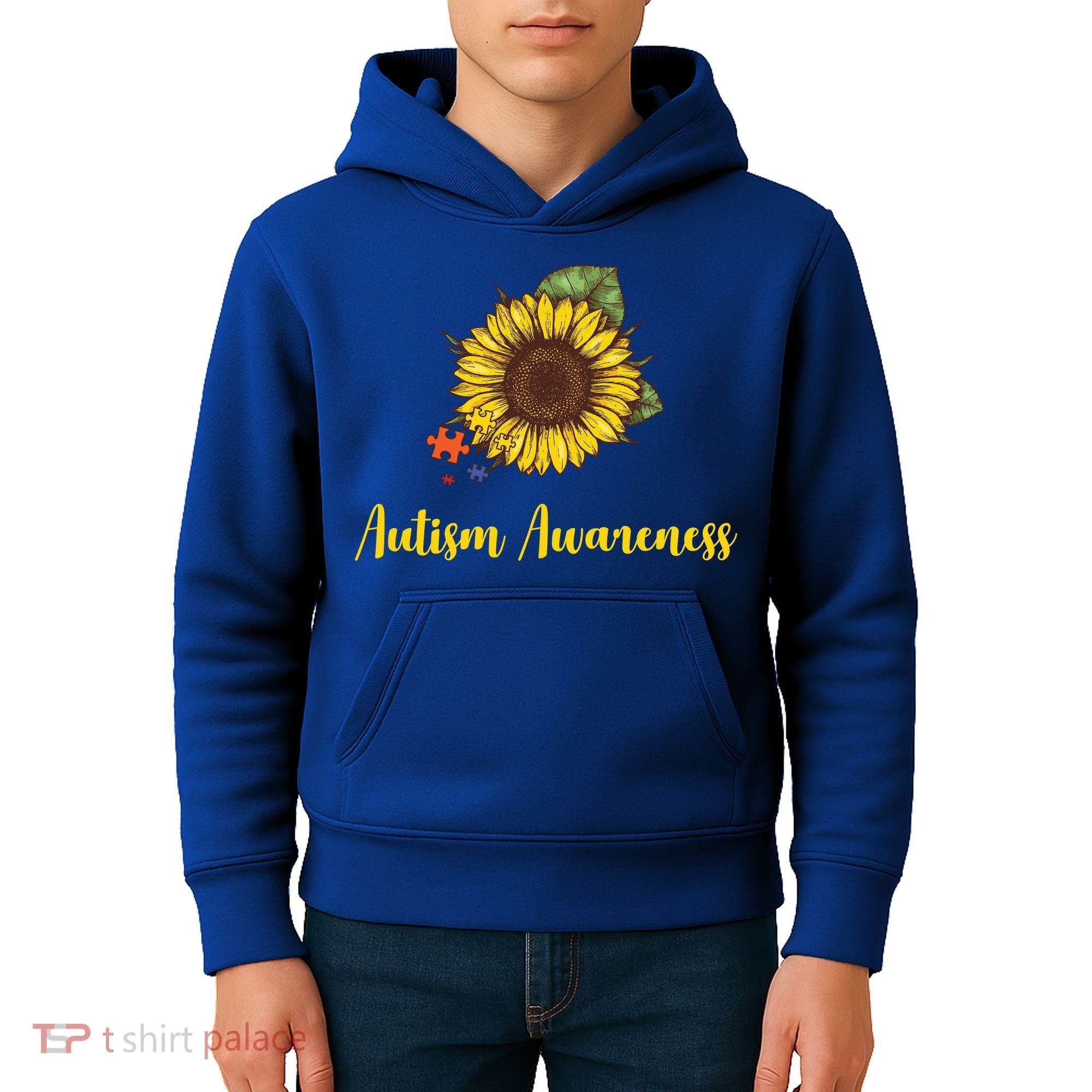 Autism Awareness Flower Puzzle Kids Hoodie