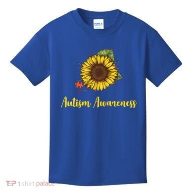 Autism Awareness Flower Puzzle Kids T-Shirt