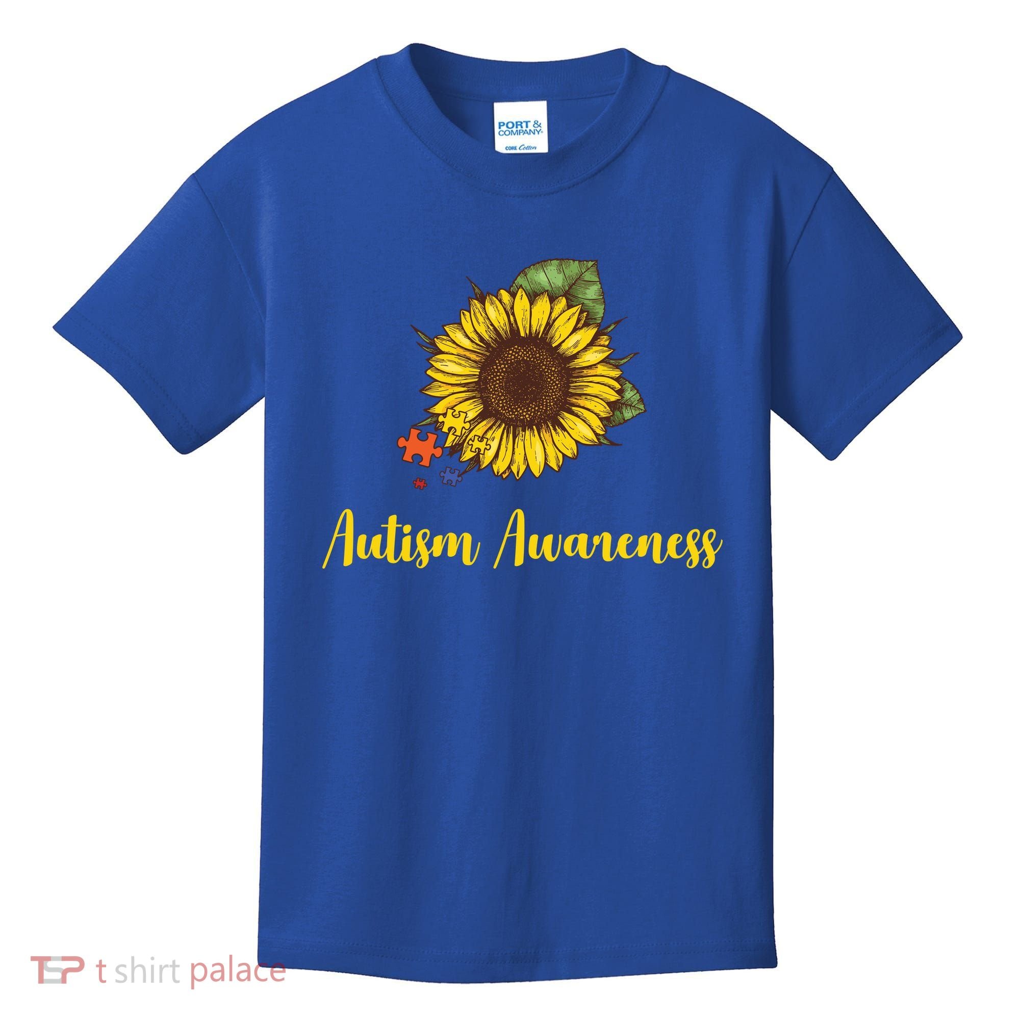 Autism Awareness Flower Puzzle Kids T-Shirt