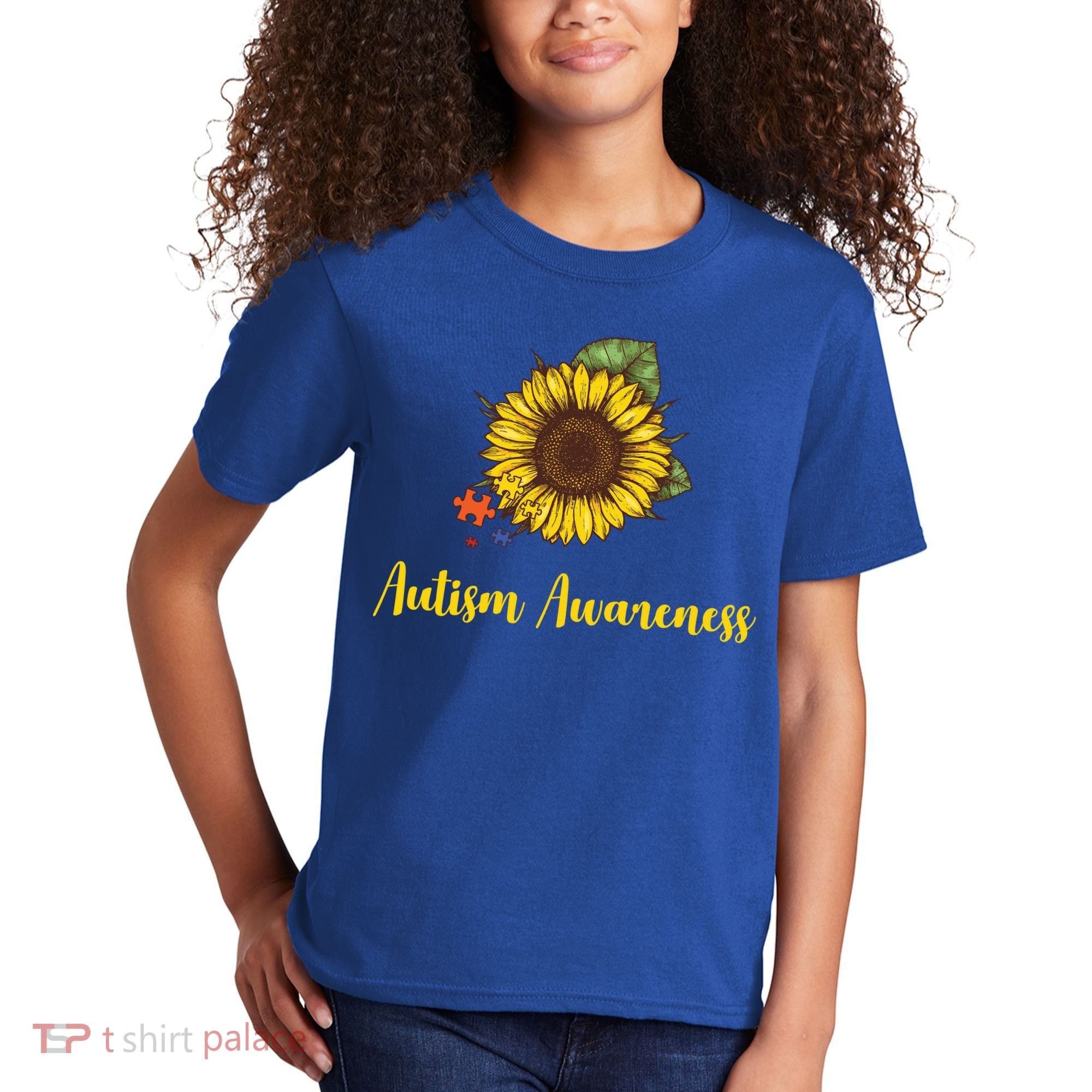 Autism Awareness Flower Puzzle Kids T-Shirt