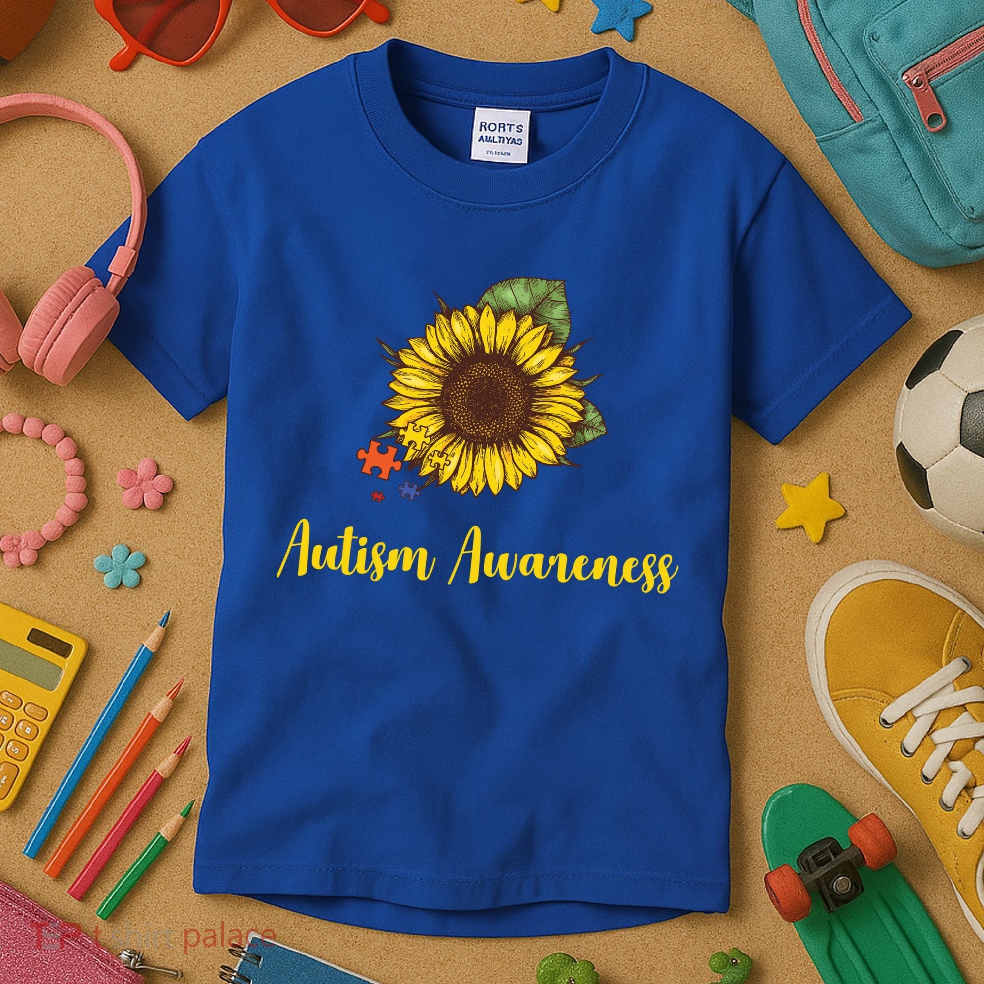 Autism Awareness Flower Puzzle Kids T-Shirt
