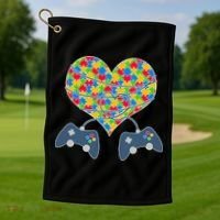 Autism Awareness Gamer Love  Golf Towel thumb 1