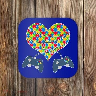 Autism Awareness Gamer Love  Coaster