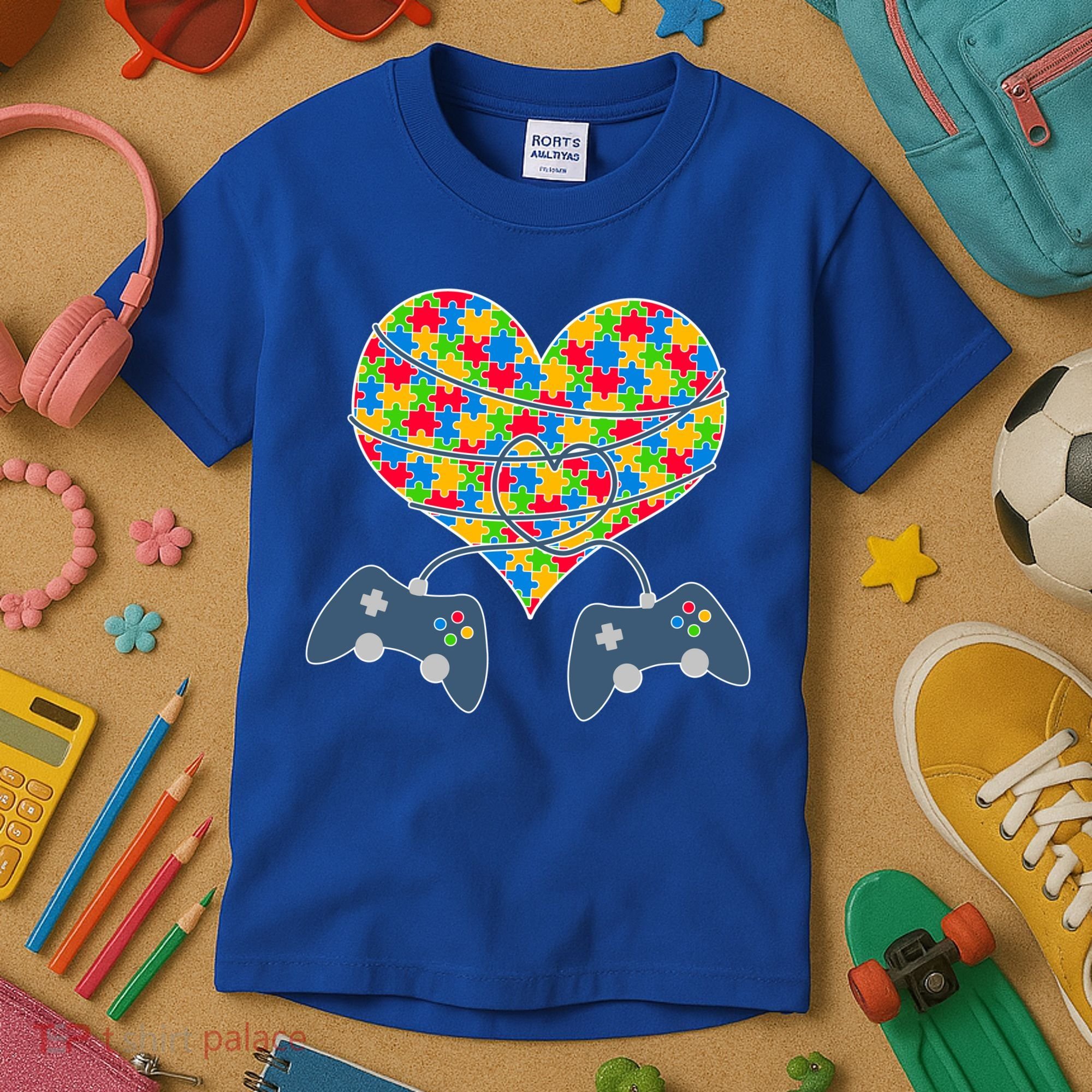 Autism Awareness Gamer Love  Kids T-Shirt