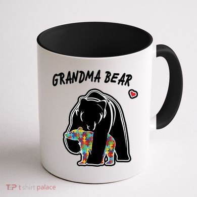 Autism Awareness Grandma Bear Coffee Mug back