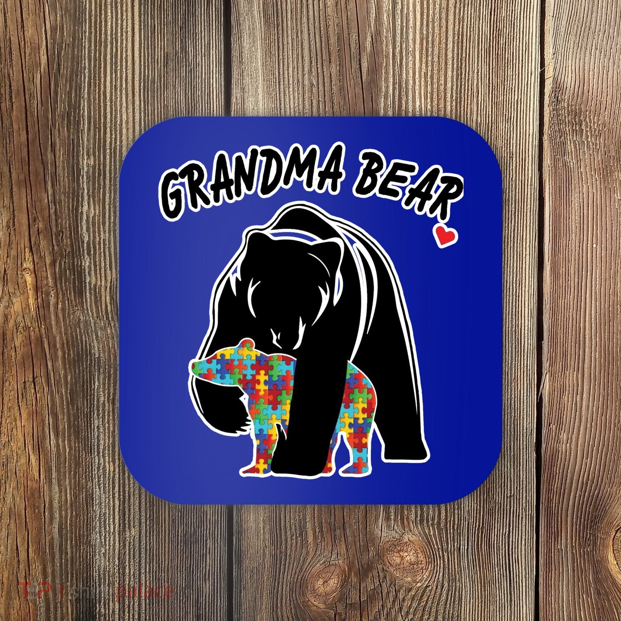 Autism Awareness Grandma Bear Coaster