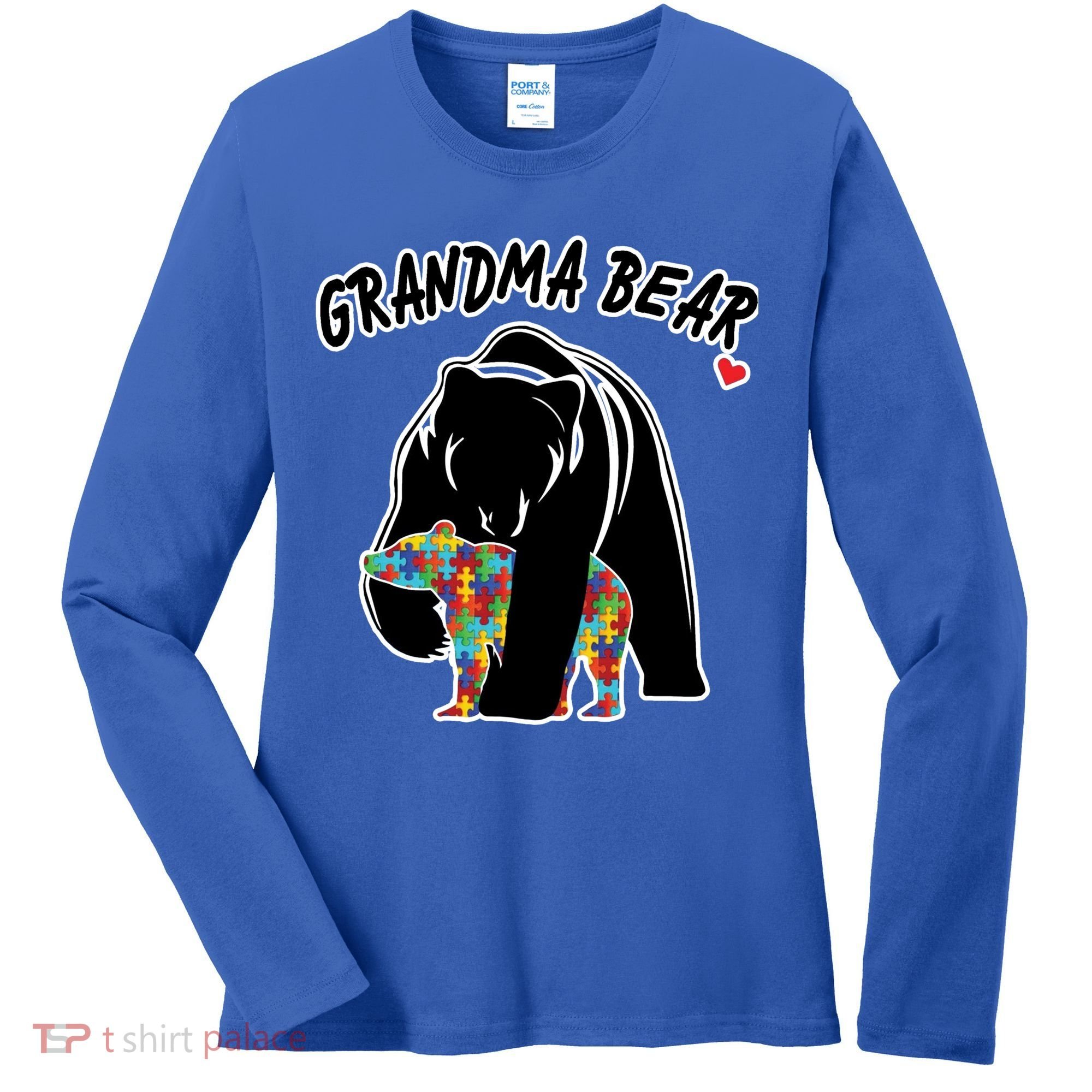 Autism Awareness Grandma Bear Women's Long Sleeve Shirt