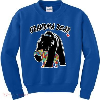 Autism Awareness Grandma Bear Kids Sweatshirt