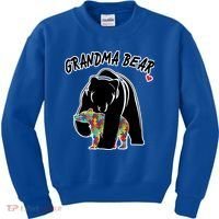 Autism Awareness Grandma Bear Kids Sweatshirt thumb 0