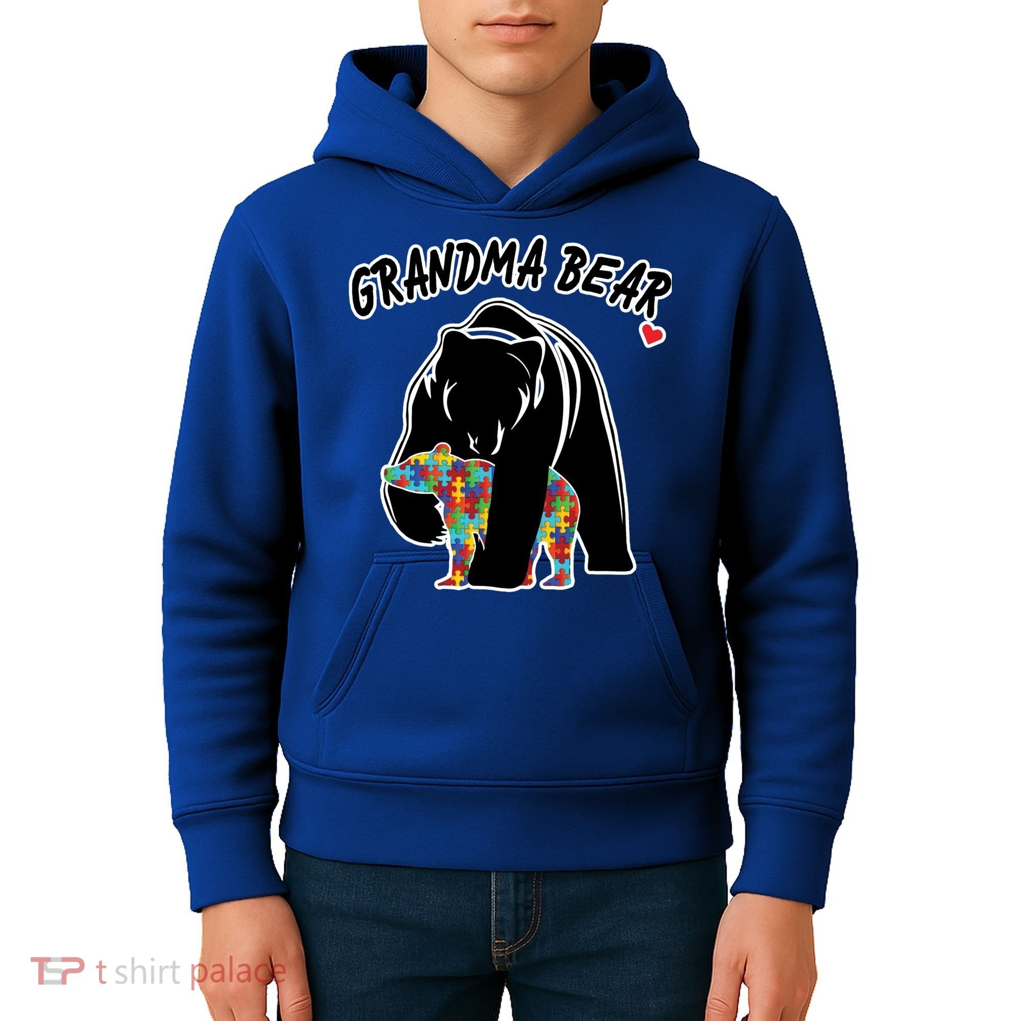 Autism Awareness Grandma Bear Kids Hoodie