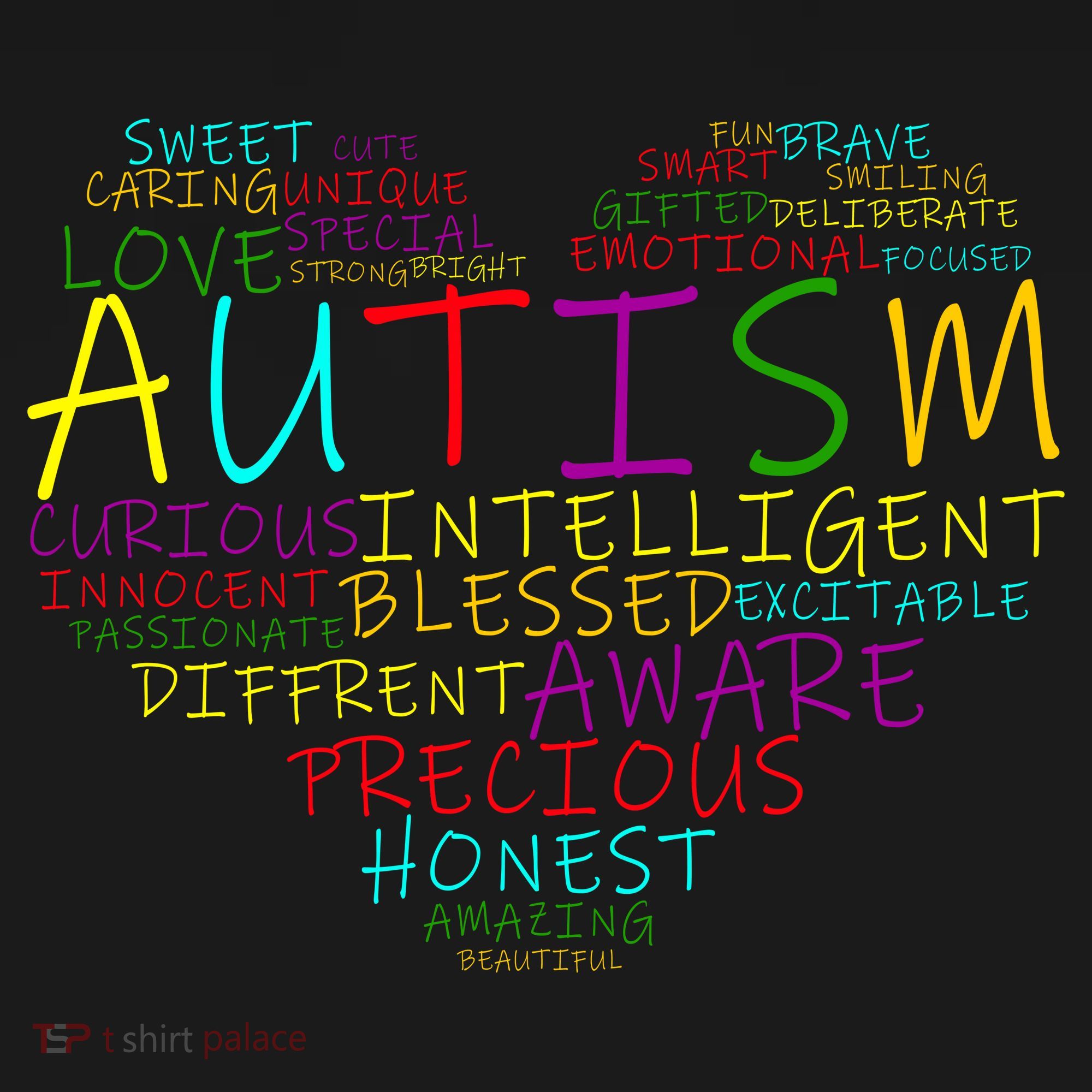 Autism Awareness Heart Words Of Love T-Shirt